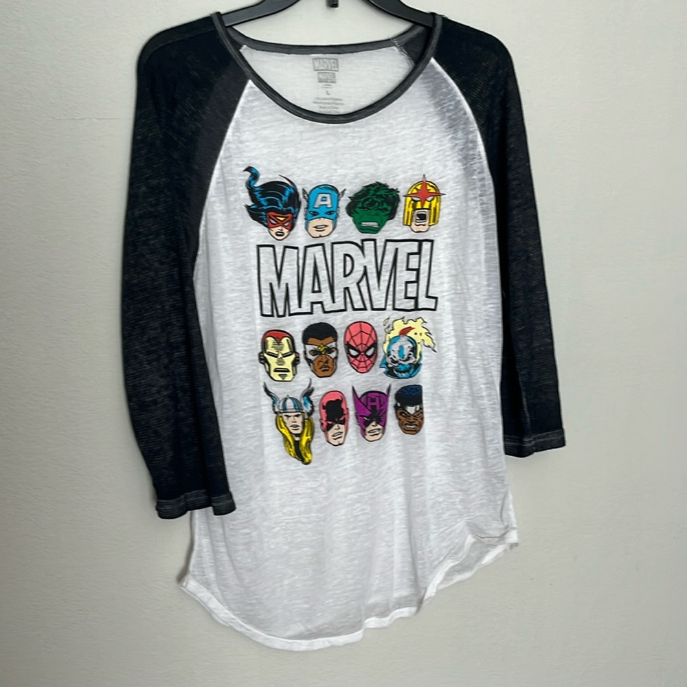 EUC XL MARVEL Baseball tee sheet / see through great for layers or bralette